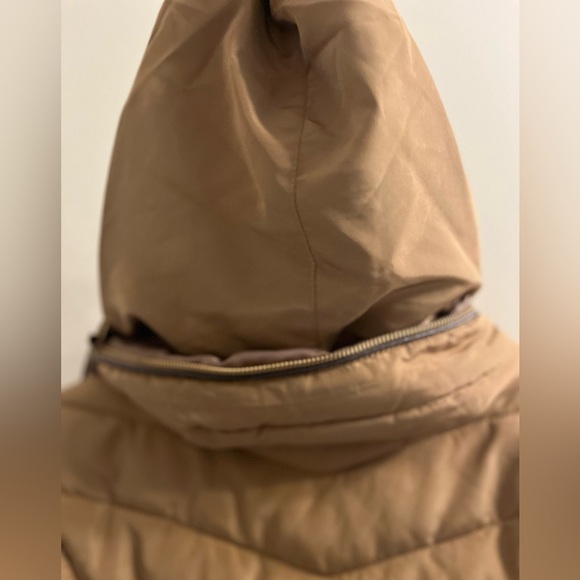 ZARA Quilted Puffer Coat with Faux Fur Collar & Hidden Hood Women's Size Small - Picture 7 of 7
